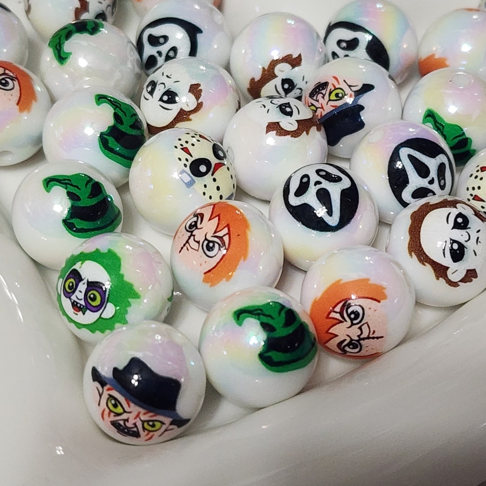 Horror Mix Beads 4 Pcs 16mm Acrylic Crafts Beaded Pen Jewelry Round Charms